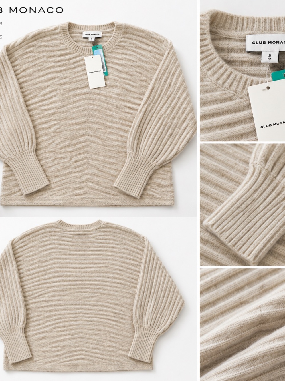 Pink Rose Beige Dotman Ribbed Crewneck Sweater NWT